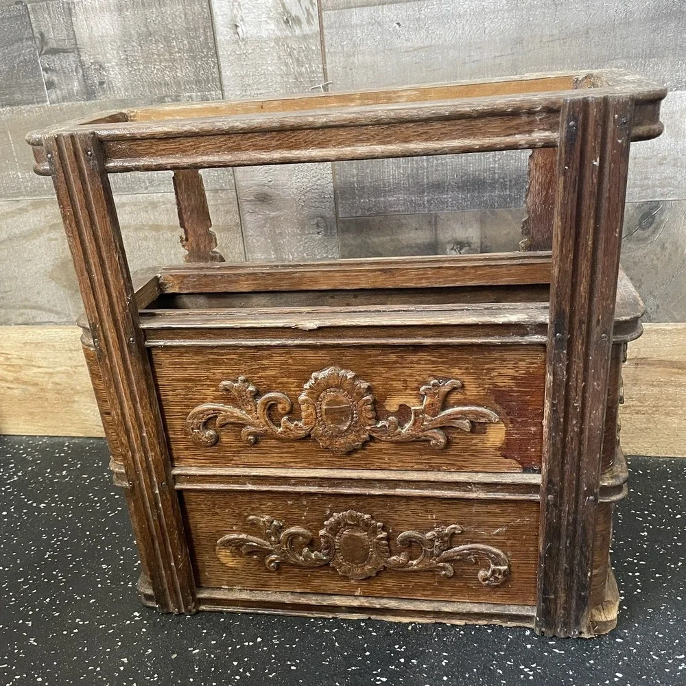 Ornate Handles Oak 2 DRAWERS With FRAMES SINGER TREADLE Sewing Machine Crafter